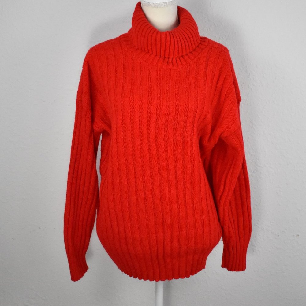 Vintage Brunny Red Acrylic Knit Oversize Sweater